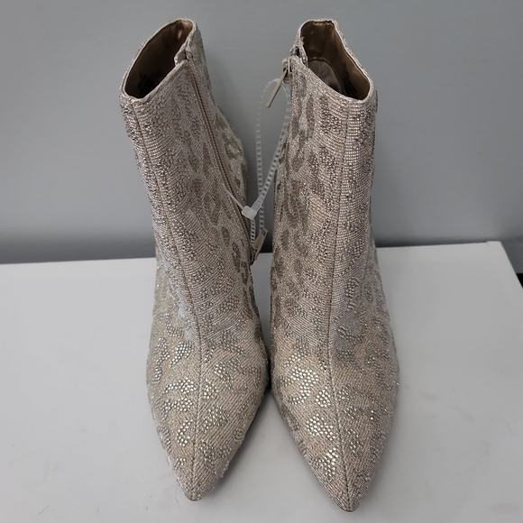 Gianni BiniAnninaTwo Leopard Print Rhinestone Embellished Stiletto Dress Booties - Picture 4 of 11